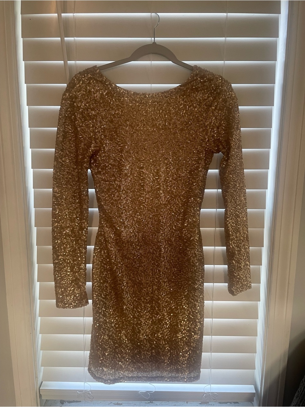Lucca Couture Gold Sequin Long Sleeve Sheath Dress